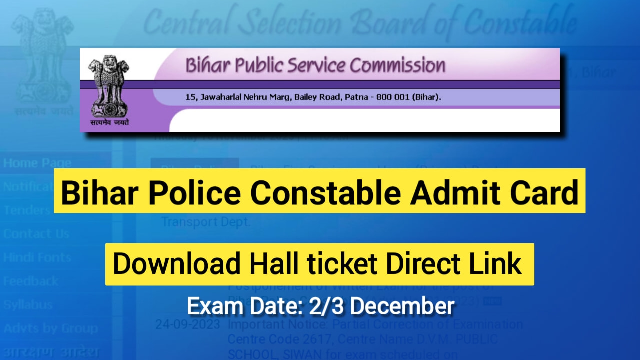Bihar Police Official Exam Date & Admit Card 2023, Download Hall Ticket  Notice 1st Available Here Link