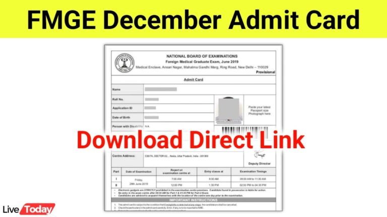 FMGE December Admit Card 2023 Released: Download Direct Link at natboard.edu.in