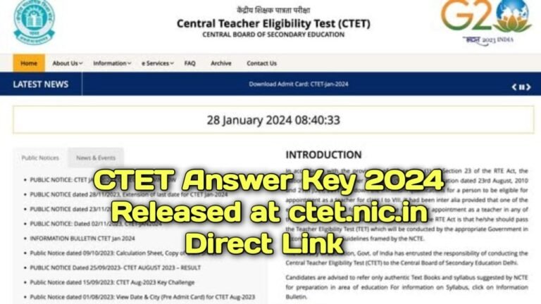 CTET Answer Key 2024 Live: Check CBSE CTET Answer key on