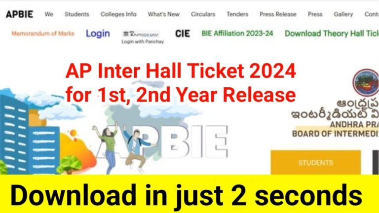 AP Inter Hall Ticket 2024 for 1st, 2nd Year Release, how to download at